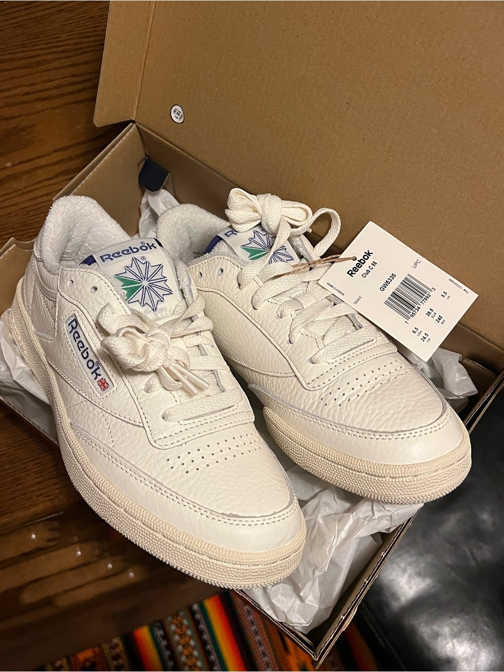 Reebok White Sneakers with Purple Trim